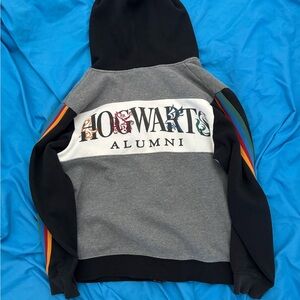 Hogwarts Alumni Kids Hoodie - Gray & Black with Rainbow Stripes